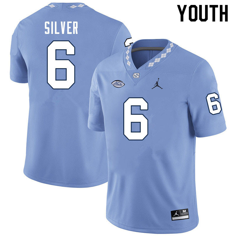 Youth #6 Keeshawn Silver North Carolina Tar Heels College Football Jerseys Sale-Carolina Blue